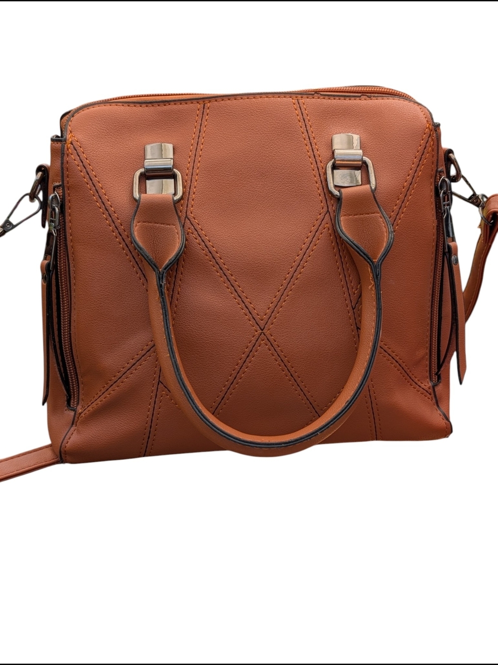 Cognac Unbranded Satchel with Cat Charm - Picture 5 of 6